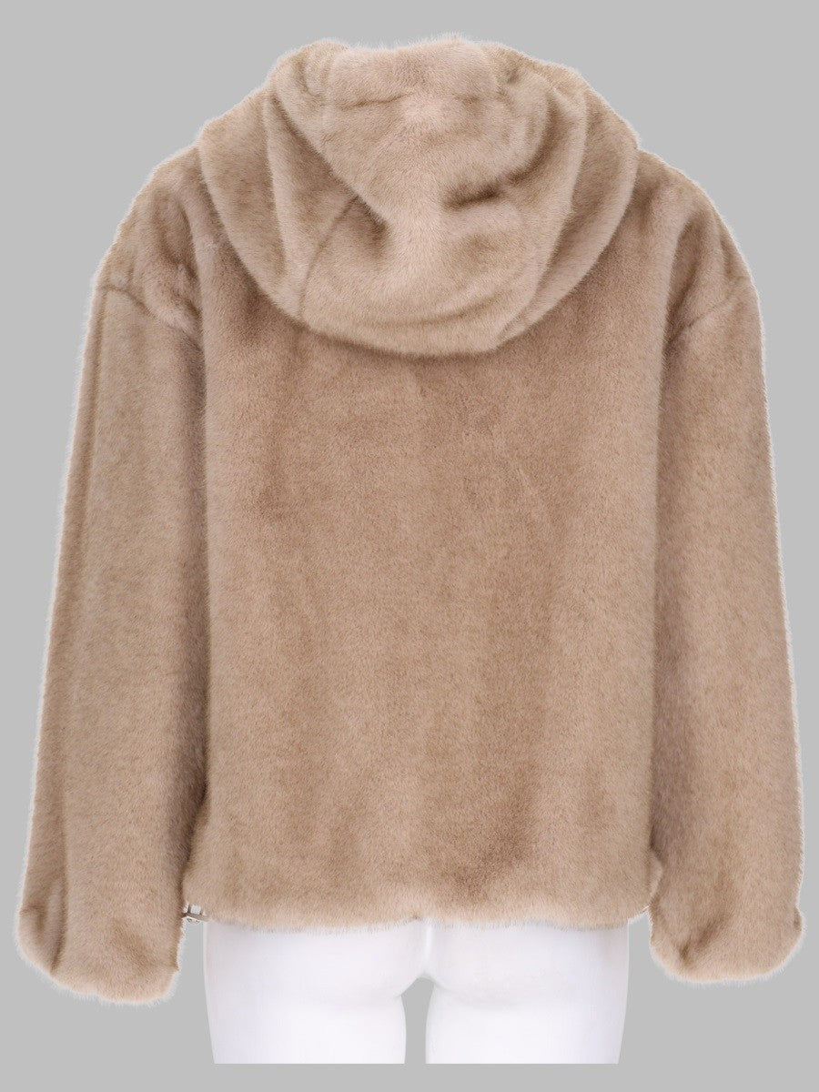Herno Women's Giacca Bomber in Eco Pelliccia Beige