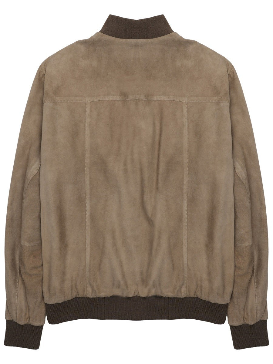 Low Brand Men's Suede Bomber Jacket Beige, view 2