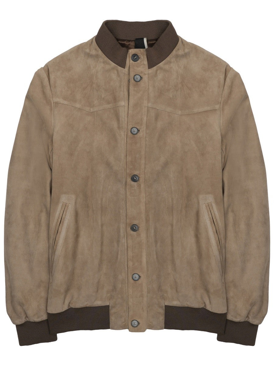 Low Brand Men's Giacca Bomber in Suede Beige