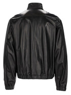 Saint Laurent Men's Leather Cassandre Jacket Black, view 3