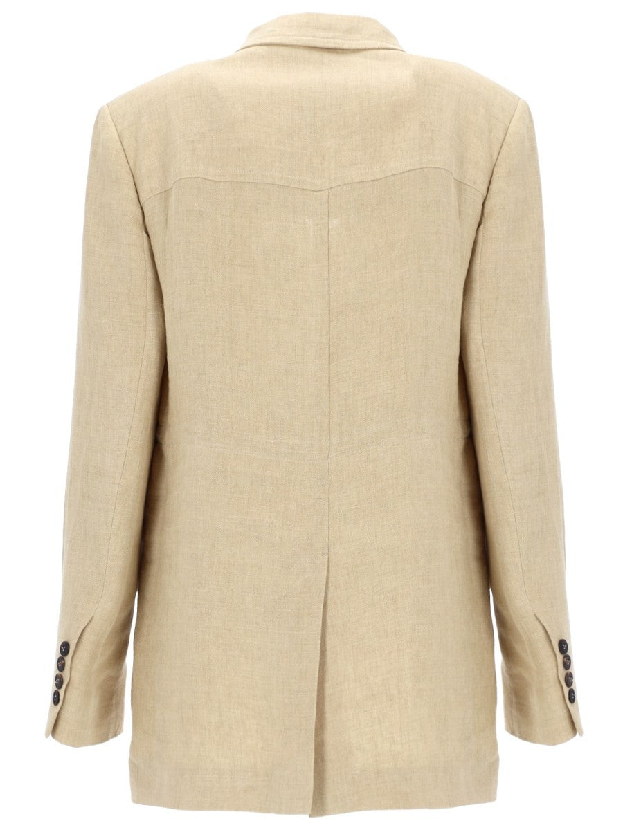 Max Mara Women's Giacca Con Coulisse in Lino Délavé Beige