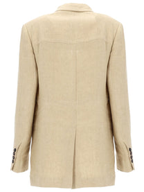 Max Mara Women's Giacca Con Coulisse in Lino Délavé Beige