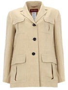 Max Mara Studio Women's Jacket with Drawstring in Linen Délavé Beige