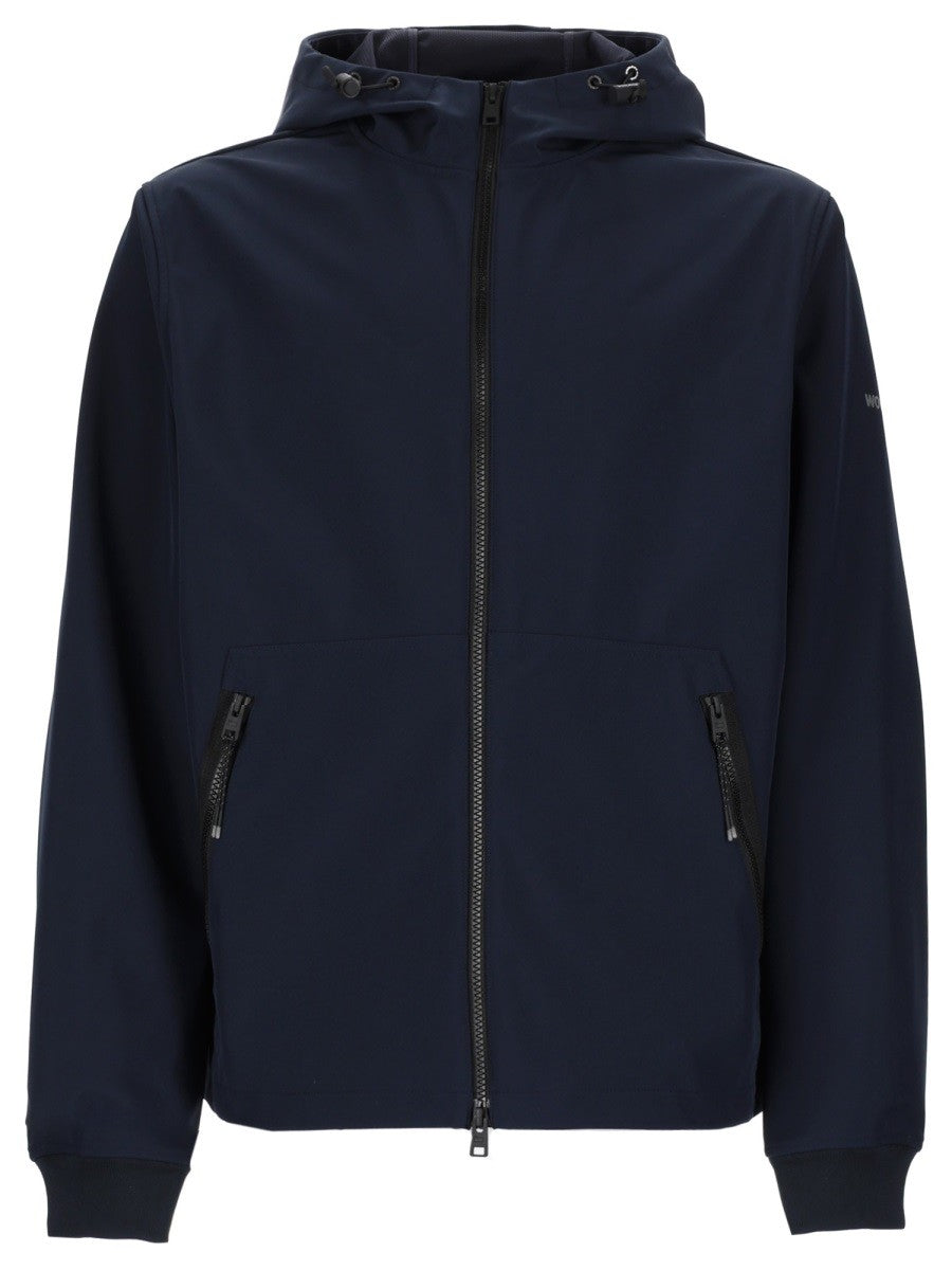 Woolrich Men's Giacca Con Zip Cappuccio Blue