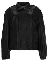Saint Laurent Women's Leather Cordo Jacket Black
