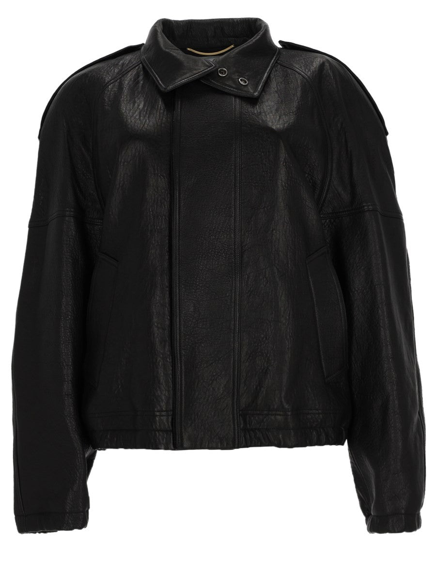 Saint Laurent Women's Leather Cordo Jacket Black