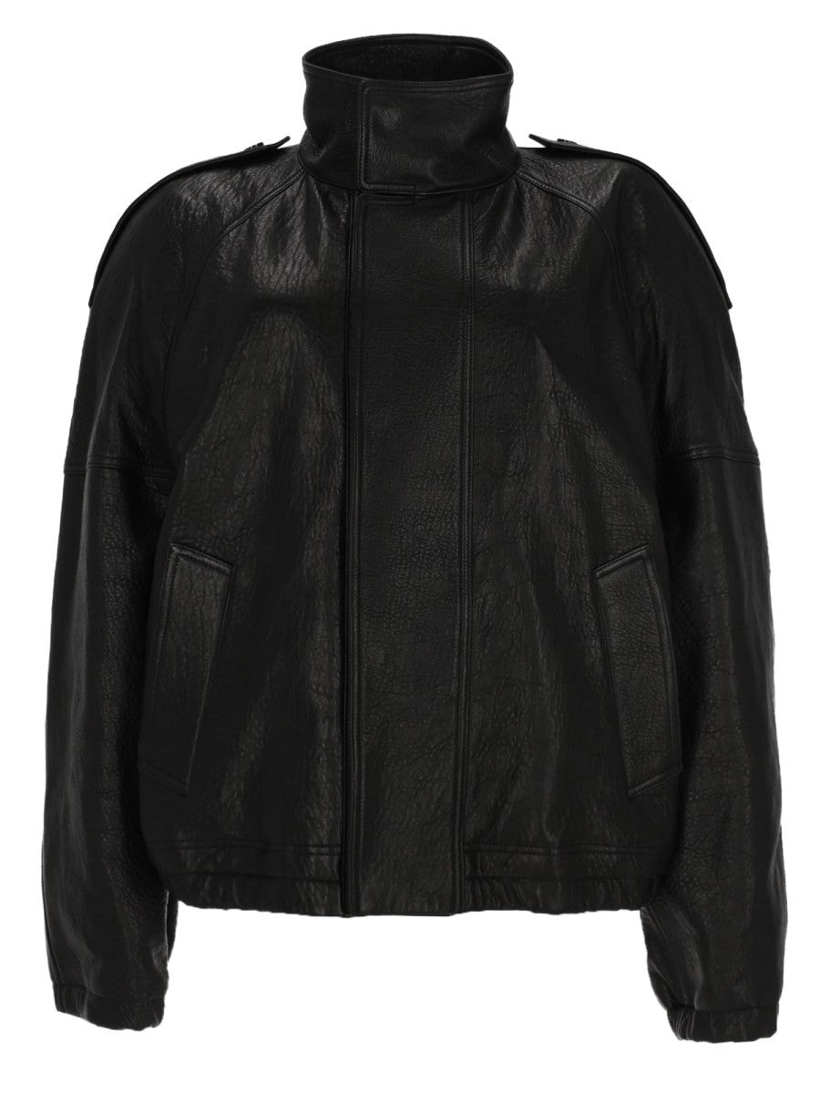 Saint Laurent Women's Leather Cordo Jacket Black, view 4
