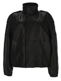 Saint Laurent Women's Leather Cordo Jacket Black, view 4