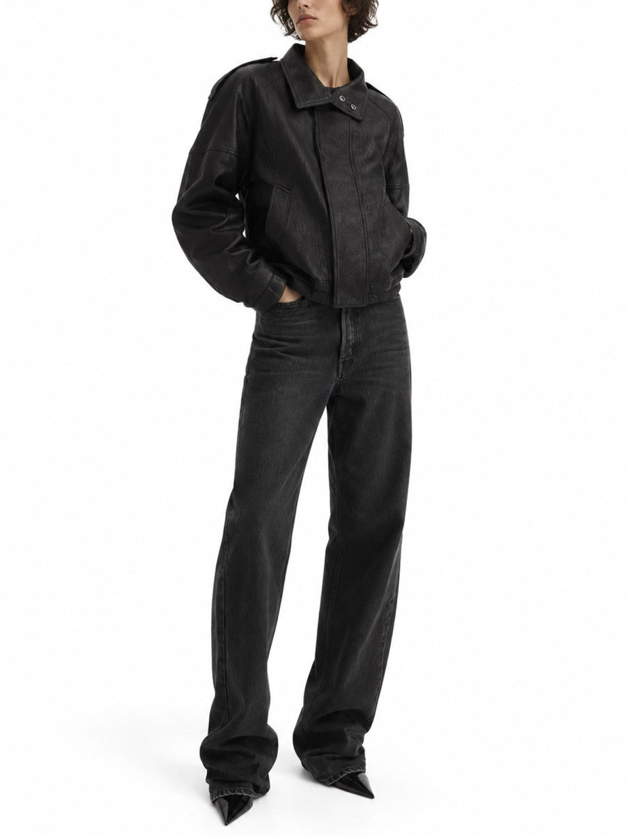 Saint Laurent Women's Leather Cordo Jacket Black, view 2
