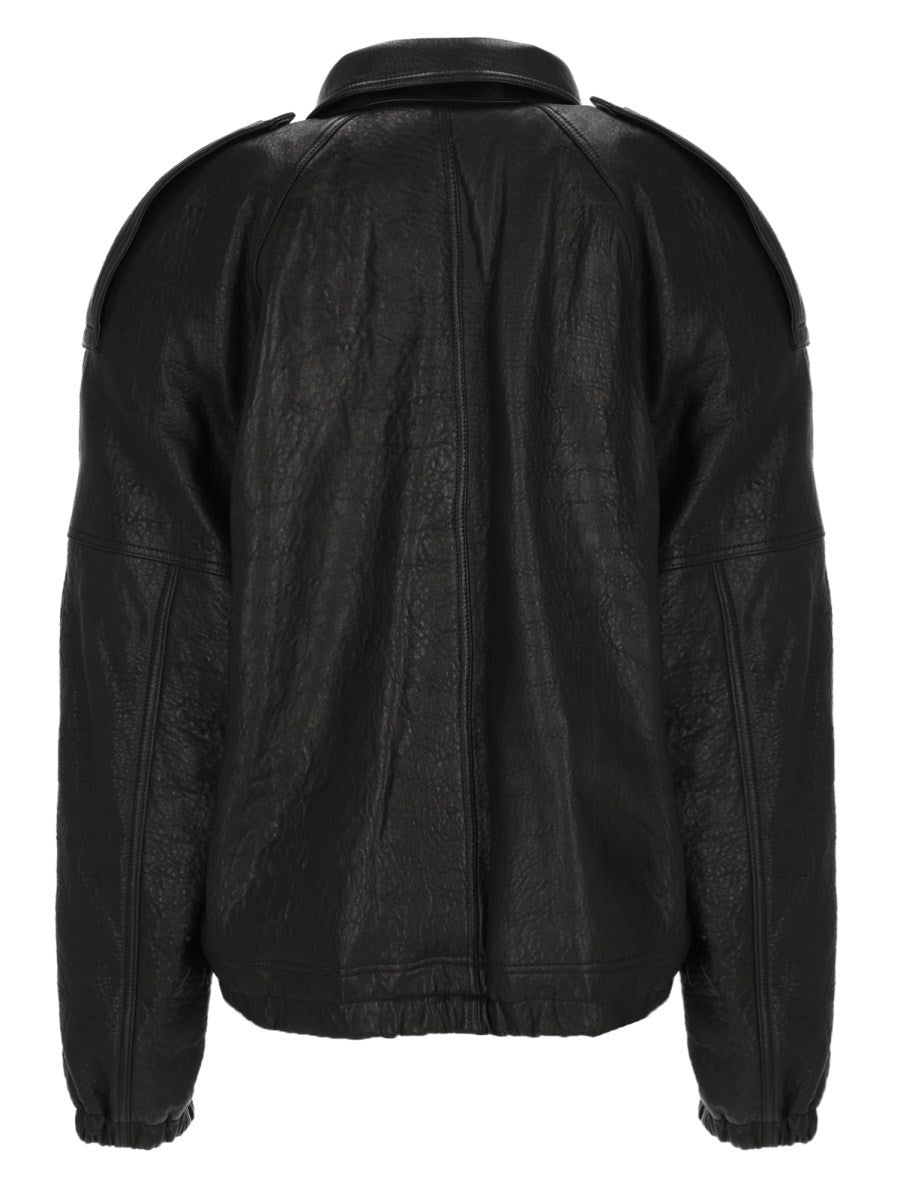 Saint Laurent Women's Leather Cordo Jacket Black, view 3