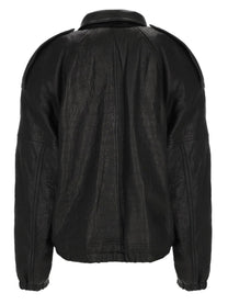 Saint Laurent Women's Leather Cordo Jacket Black, view 3