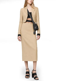 Max Mara Women's Giacca Crop in Diagonale DI Lino Beige