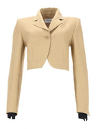 Max Mara Women's Diagonale Linen Crop Jacket Beige