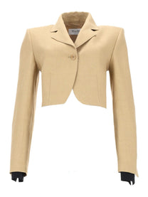 Max Mara Women's Giacca Crop in Diagonale DI Lino Beige