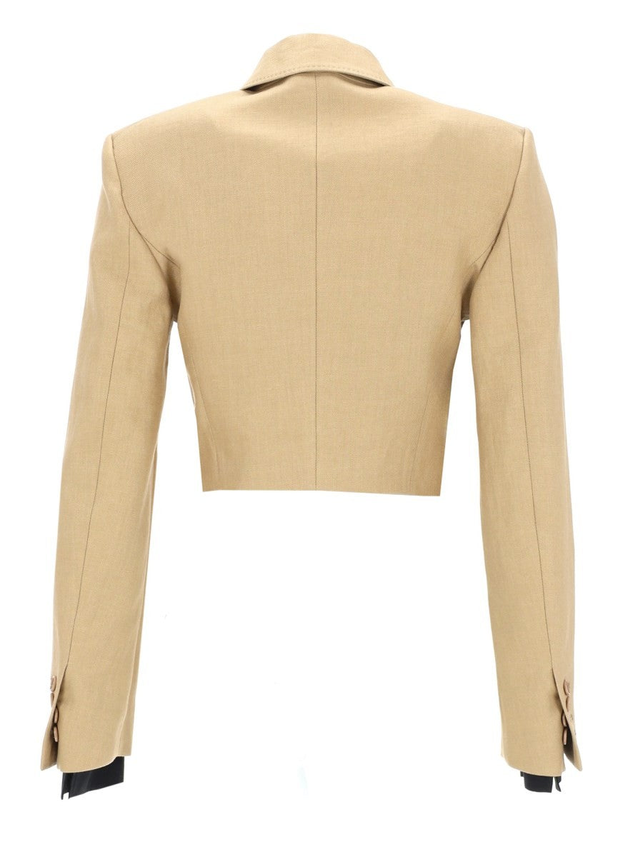 Max Mara Women's Giacca Crop in Diagonale DI Lino Beige