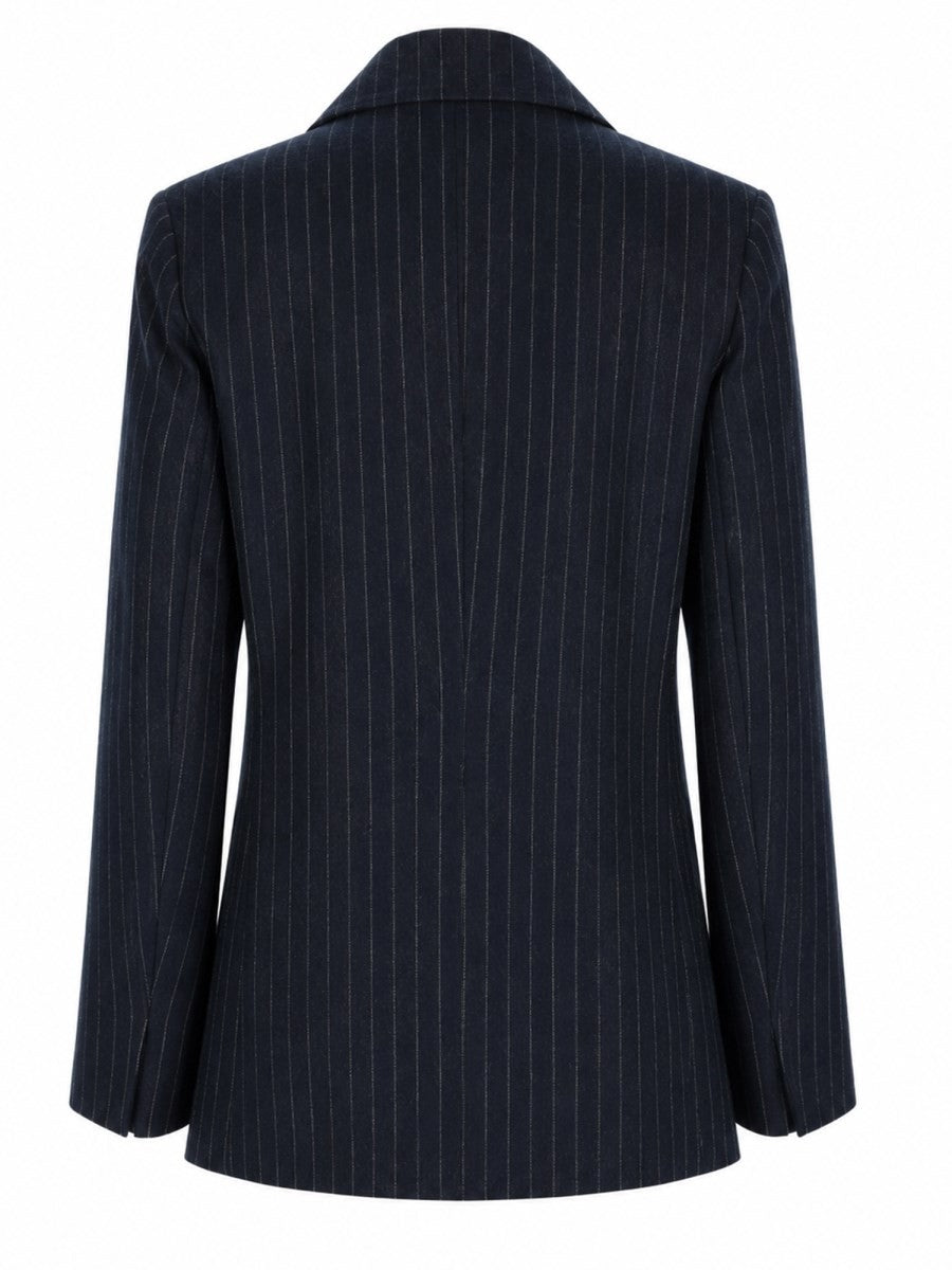 S MAX MARA Women's Wool Gessata Double-Breasted Jacket Blue, view 2