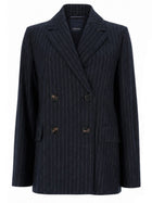 S MAX MARA Women's Wool Gessata Double-Breasted Jacket Blue