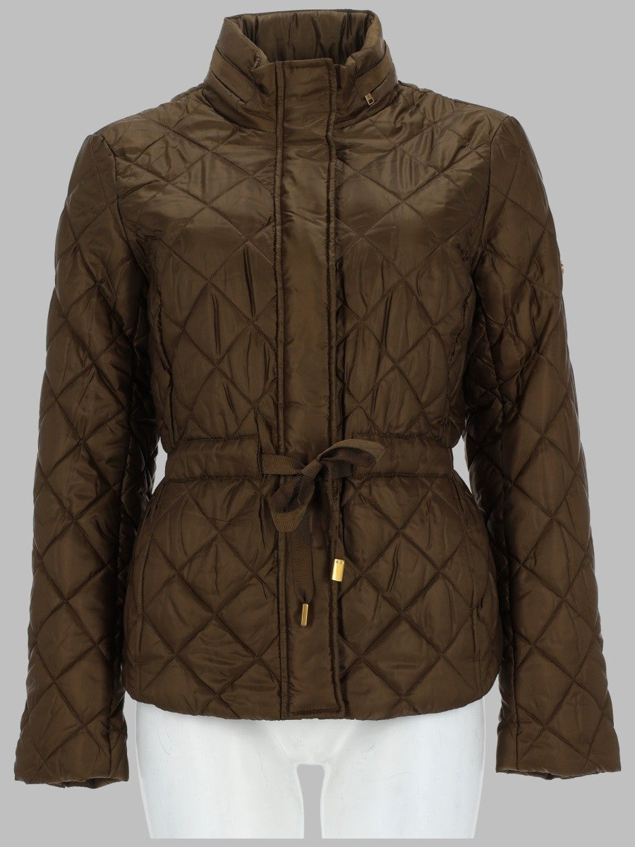 Michael Kors Women's Giacca Imbottita Trapuntata Con Cintura Green