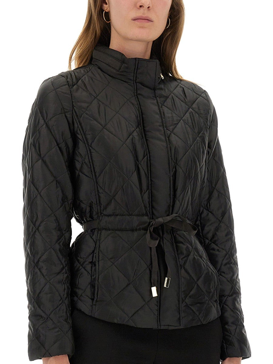 Michael Kors Women's Padded Quilted Jacket with Belt Black, view 4