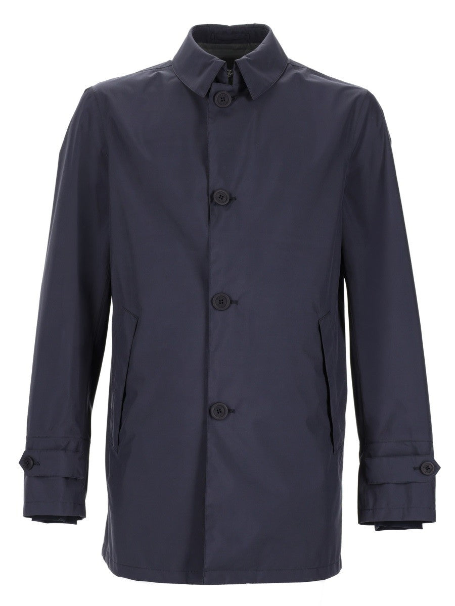 Herno Men's Giacca Impermeabile Con Colletto Blue