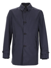 Herno Men's Giacca Impermeabile Con Colletto Blue