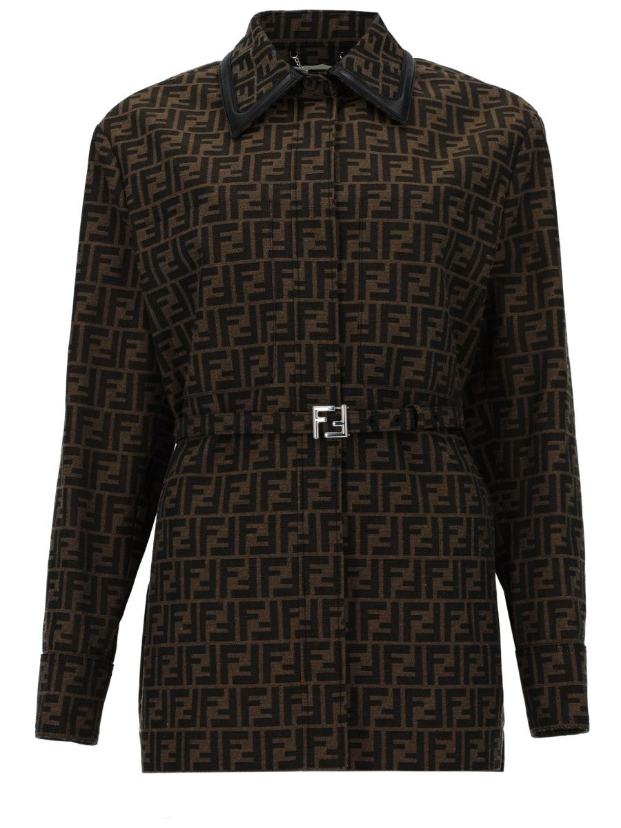 Fendi Women's Giacca in Canvas Brown