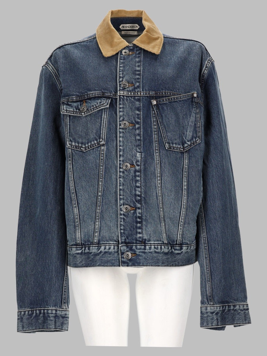JW Anderson Women's Giacca in Denim Con Colletto in Velluto Blue