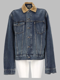 JW Anderson Women's Giacca in Denim Con Colletto in Velluto Blue