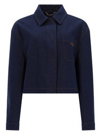 Fendi Women's Giacca in Denim Con Ricamato Blue