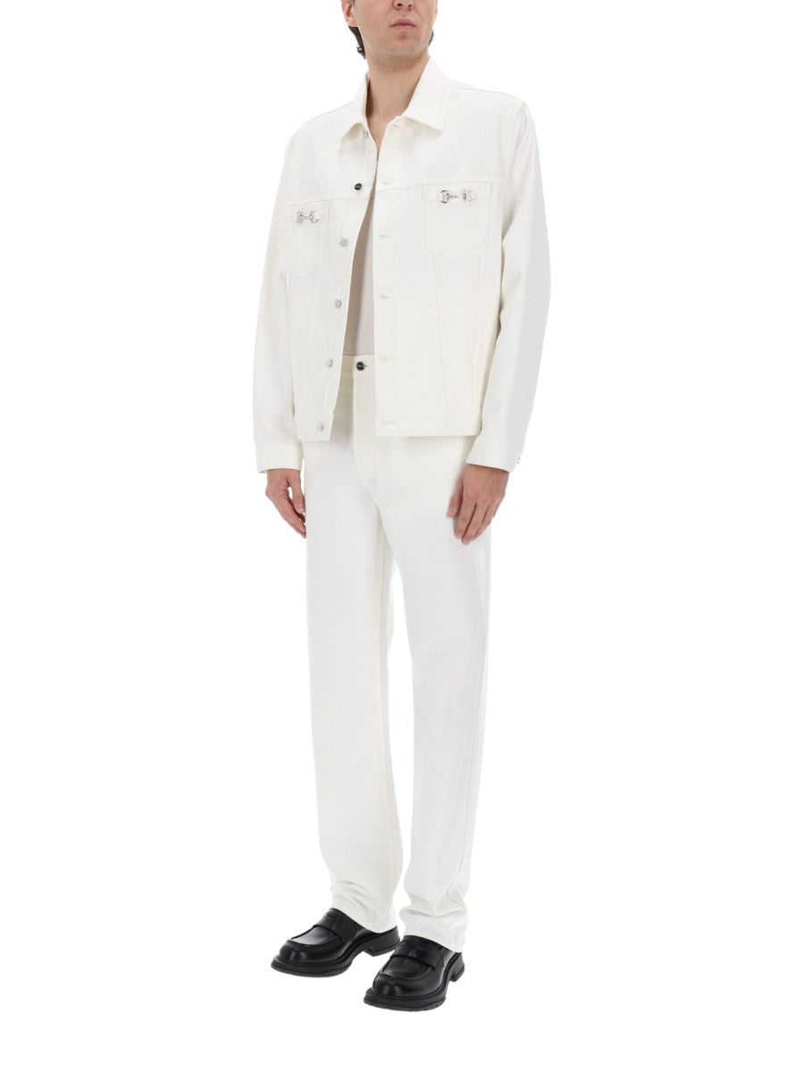 Gucci Men's Giacca in Denim Con Morsetti White