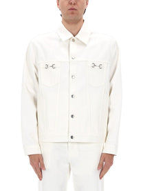 Gucci Men's Giacca in Denim Con Morsetti White