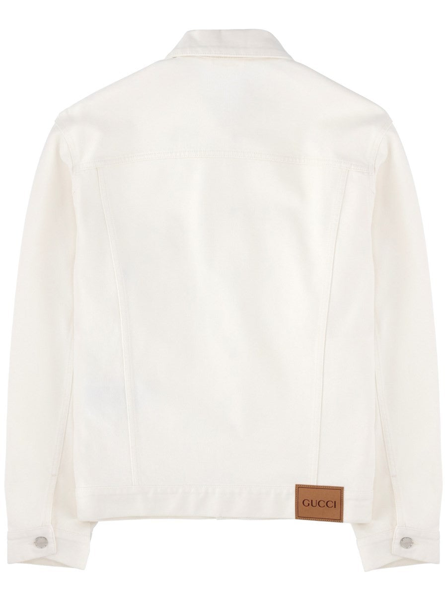 Gucci Men's Giacca in Denim Con Morsetti White