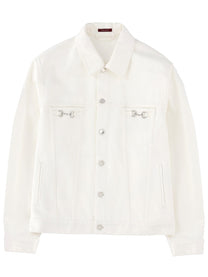 Gucci Men's Giacca in Denim Con Morsetti White