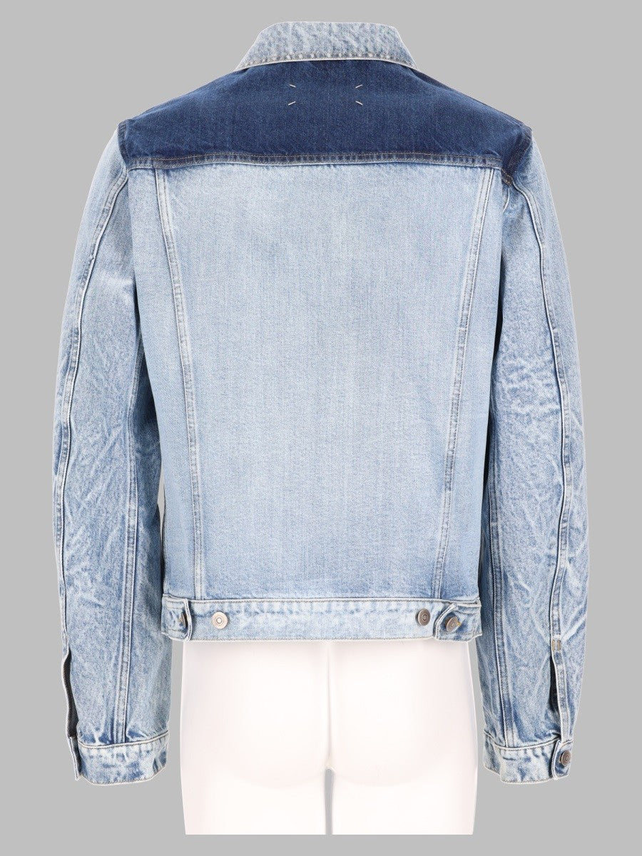 Maison Margiela Men's Giacca in Denim Effeto Patchwork Blue