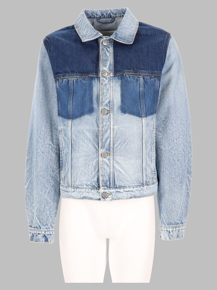 Maison Margiela Men's Giacca in Denim Effeto Patchwork Blue