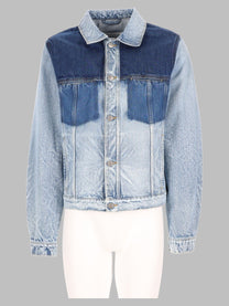 Maison Margiela Men's Giacca in Denim Effeto Patchwork Blue