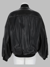 MM6 Maison Margiela Women's Giacca in Ecopelle Con Bordi in Maglia Coste Black