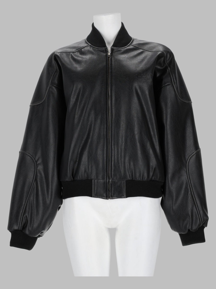 MM6 Maison Margiela Women's Giacca in Ecopelle Con Bordi in Maglia Coste Black