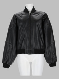 MM6 Maison Margiela Women's Giacca in Ecopelle Con Bordi in Maglia Coste Black