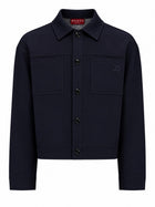 Gucci Men's Embroidered Jersey Cotton Jacket Blue