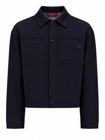 Gucci Men's Giacca in Jersey DI Cotone Con Ricamo Blue