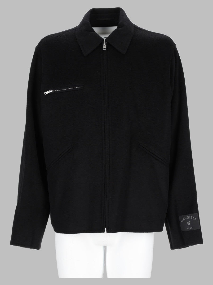 MM6 Maison Margiela Men's Giacca in Lana Double Face Con Zip Black
