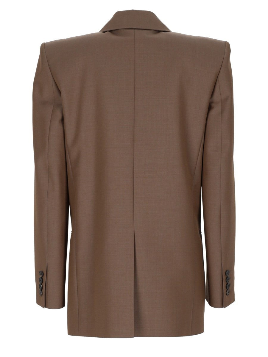 Saint Laurent Women's Giacca in Lana Mohair Leggeri Brown