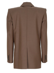 Saint Laurent Women's Giacca in Lana Mohair Leggeri Brown
