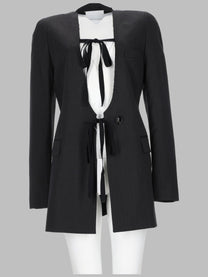 Maison Margiela Women's Giacca in Lana Gessata Black