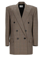 Saint Laurent Women's Wool Pied De Poule Principe Galles Jacket Beige