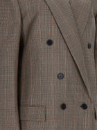 Saint Laurent Women's Wool Pied De Poule Principe Galles Jacket Beige, view 4