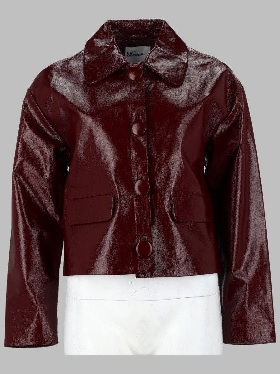 self-portrait Women's Giacca in Pelle Con Bottoni Red
