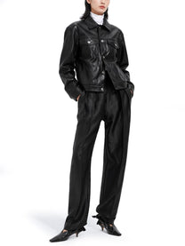 Bottega Veneta Women's Giacca in Pelle Con Dettaglio Intrecciato Black