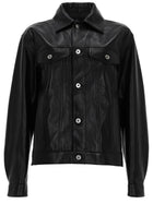 Bottega Veneta Women's Leather Jacket with Detail Woven Black